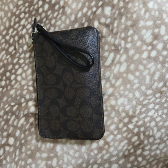 Coach Dark Brown Signature Wristlet - Picture 4 of 5